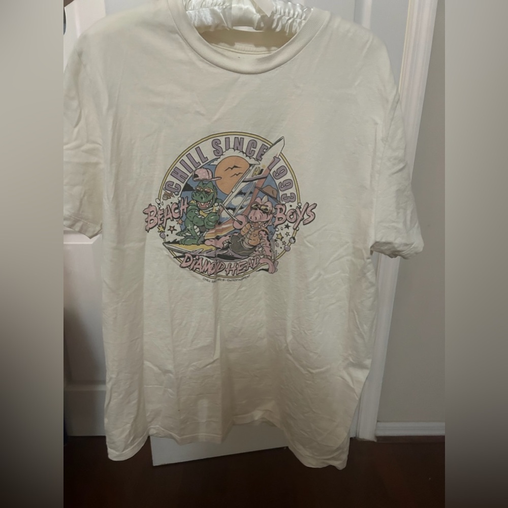 White Graphic Tee with Nature-Inspired Design